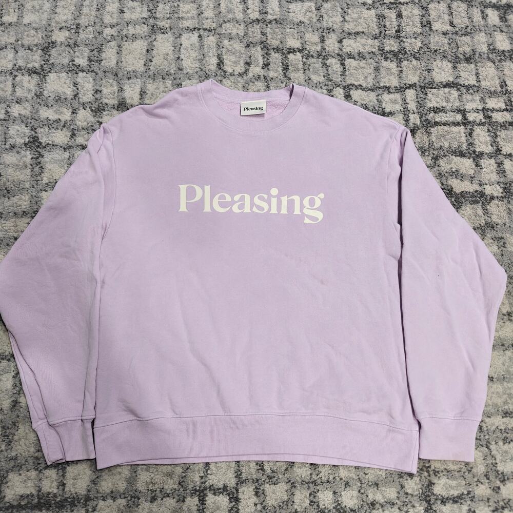 Harry Styles Pleasing Crewneck Sweatshirt Large Lilac Purple Spellout Pullover
